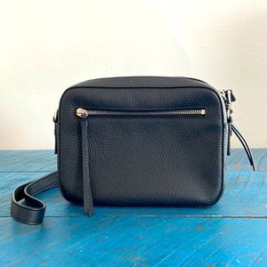 All Saints Captain Leather Square Crossbody Bag black